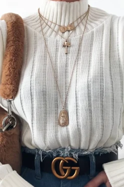 Rebellious Fashion Cream Knit High Neck Jumper - Jaelynn