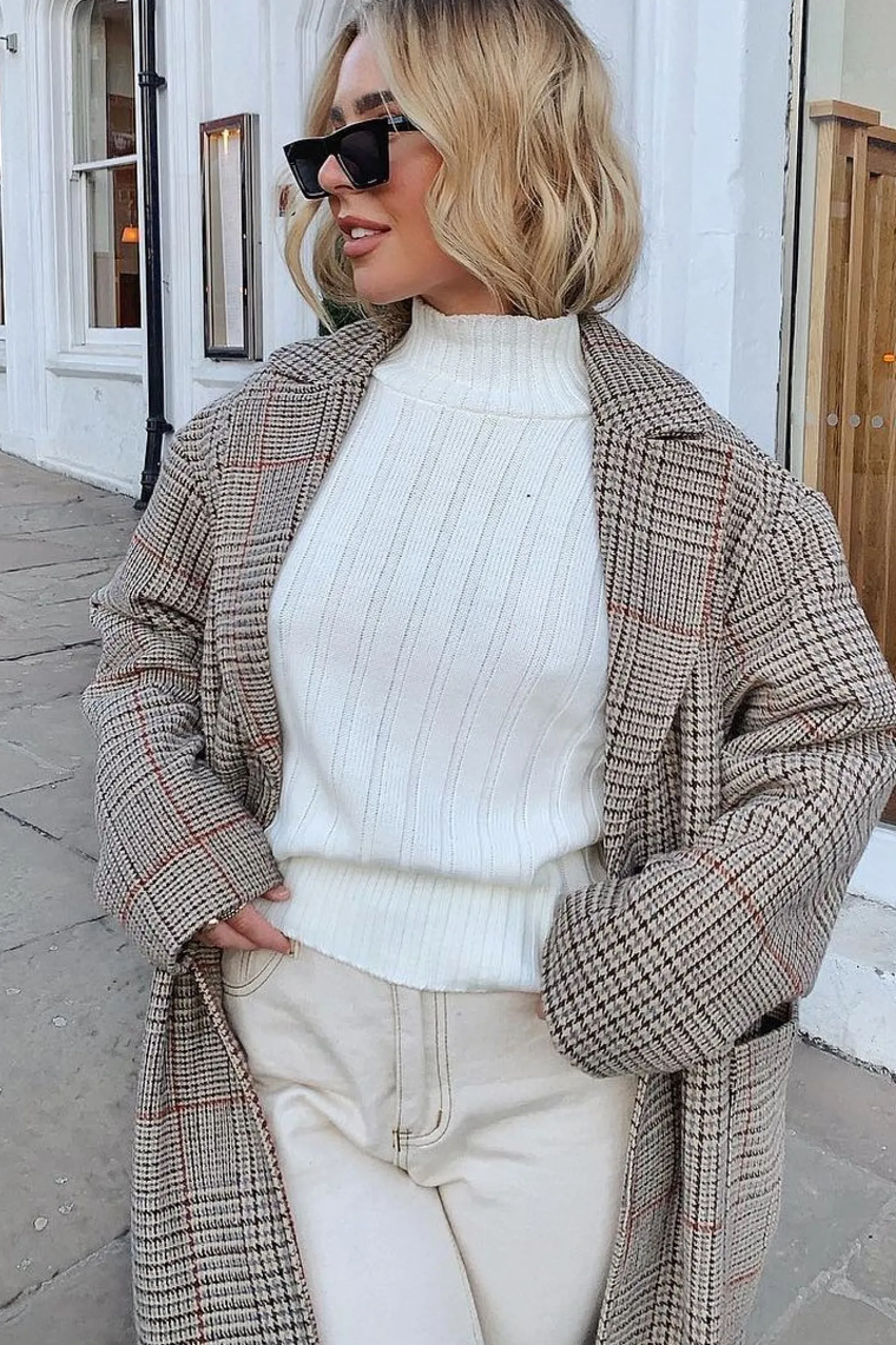 Rebellious Fashion Cream Knit High Neck Jumper - Jaelynn