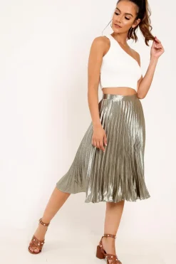 Rebellious Fashion Cream Knitted One Shoulder Crop Top - Golde