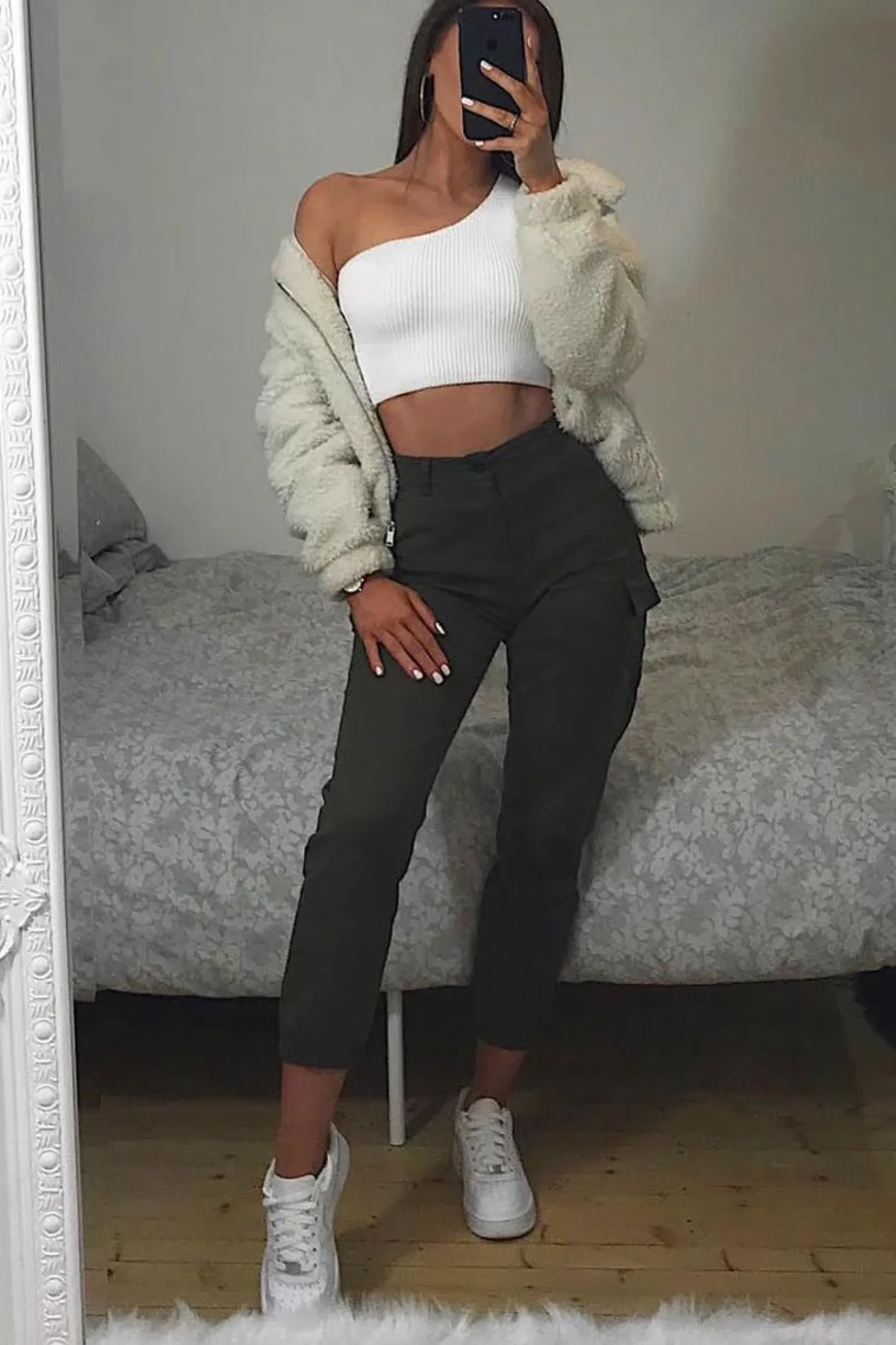 Rebellious Fashion Cream Knitted One Shoulder Crop Top - Golde