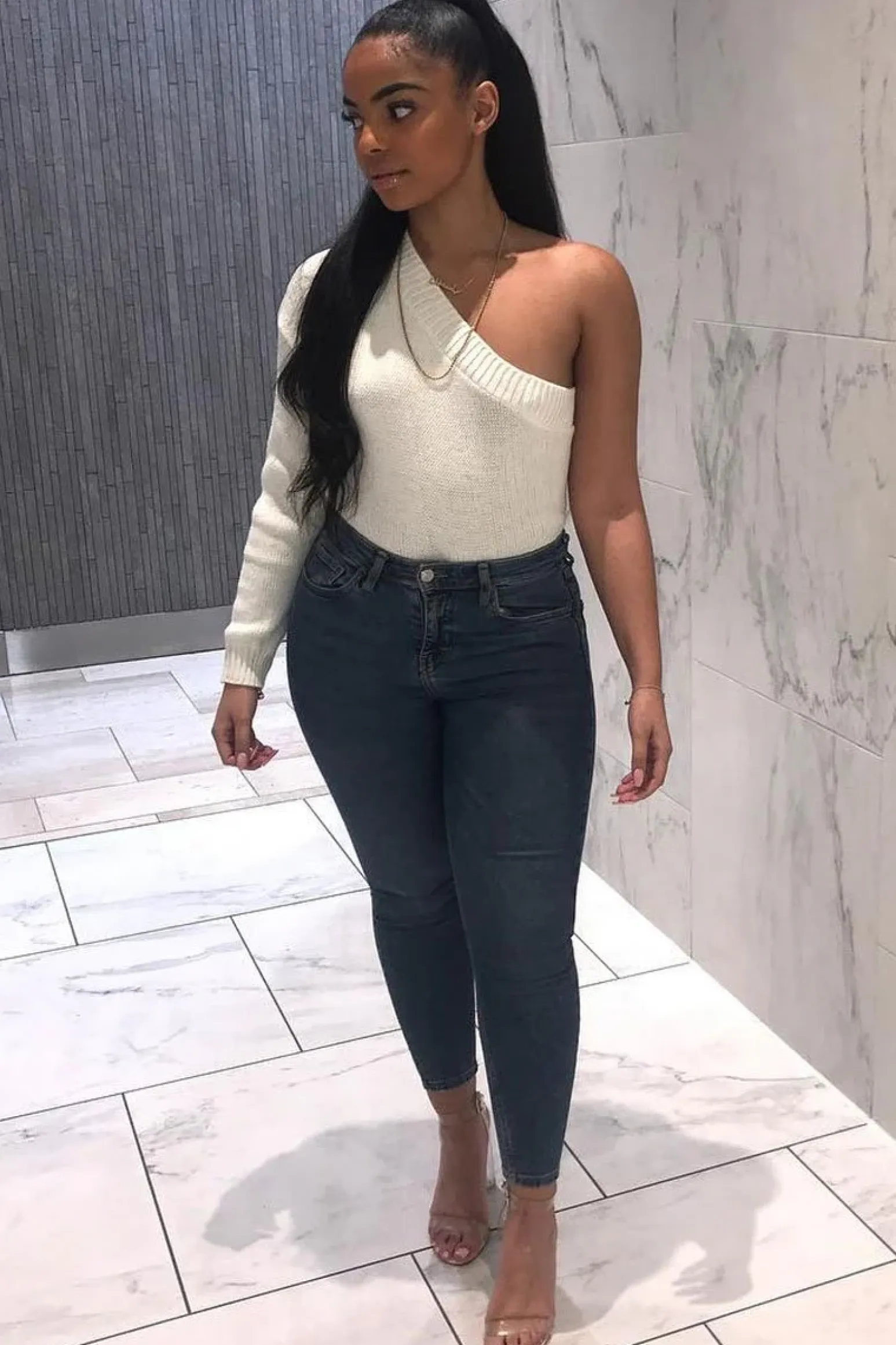 Rebellious Fashion Cream Knitted One Shoulder Jumper - Jayleah