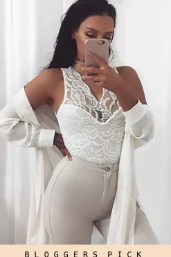 Rebellious Fashion Cream Lace Bodysuit - Aubrey