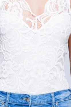 Rebellious Fashion Cream Lace Bodysuit - Aubrey