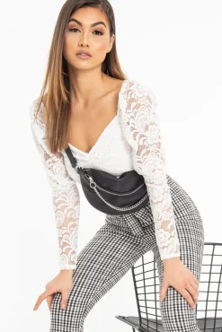 Rebellious Fashion Cream Lace Long Sleeve Puff Sleeve Crop Top - Gwynn