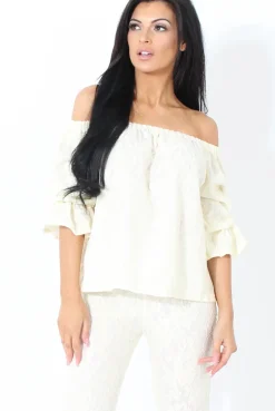 Rebellious Fashion Cream Lace Two Piece - Nicole
