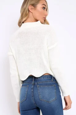 Rebellious Fashion Cream Lace up Jumper - Deena
