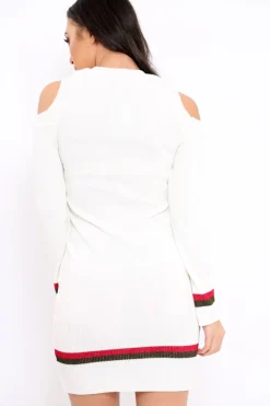 Rebellious Fashion Cream Liberte Slogan Jumper Dress - Lizeth
