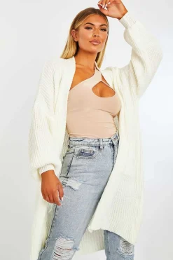 Rebellious Fashion Cream Longline Knit Cardigan - Abbie
