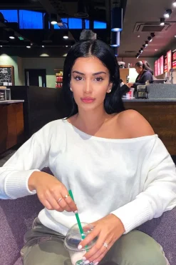 Rebellious Fashion Cream Off Shoulder Knit Jumper - Brithany
