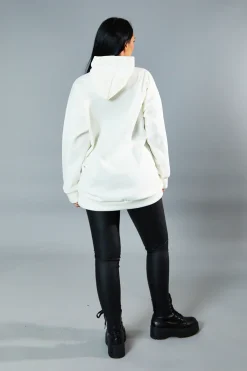 Rebellious Fashion Cream Oversized Slogan Hoodie - Sora
