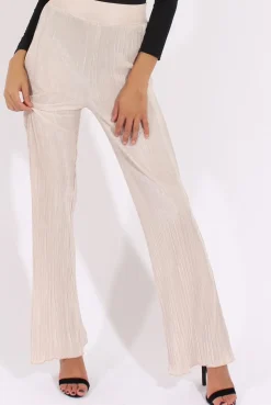 Rebellious Fashion Cream Pleated Long High Waisted Trousers - Jojo