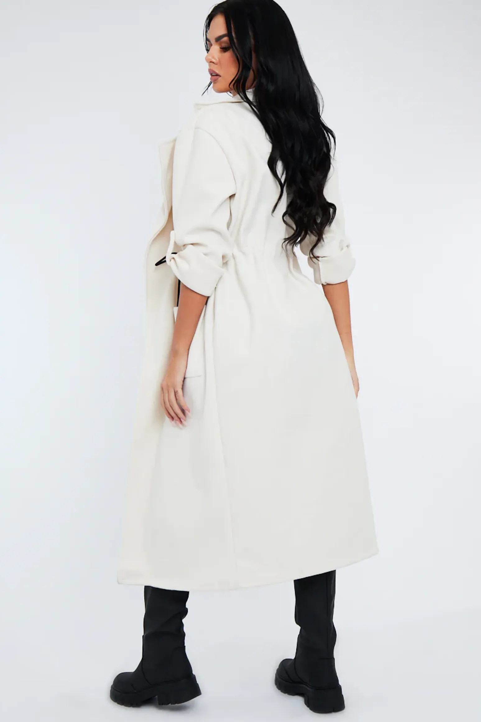 Rebellious Fashion Cream Relaxed Tie Waist Trench Coat - Mayva