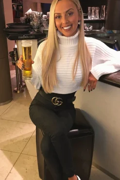 Rebellious Fashion Cream Rib Knit Roll Neck Crop Jumper - Rylan