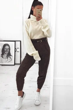 Rebellious Fashion Cream Rib Knit Roll Neck Jumper - Brinna