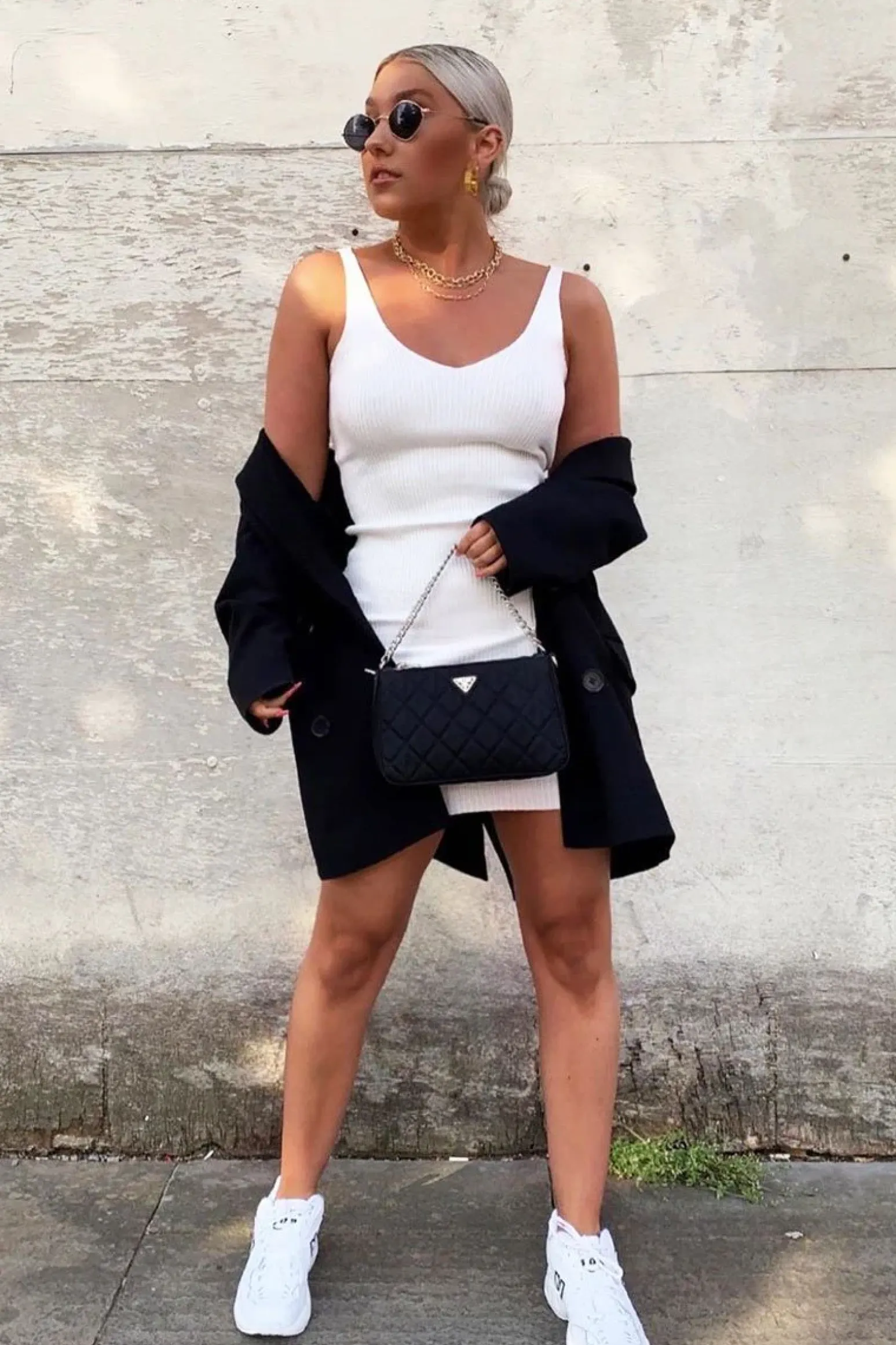 Rebellious Fashion Cream Rib Knit V Neck Mini Dress - Amylia