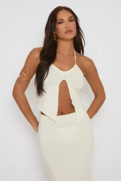 Rebellious Fashion Cream Ruffle Top and Maxi Skirt Co-ords - Alyson