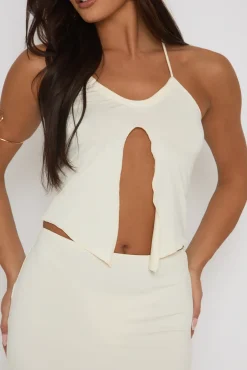 Rebellious Fashion Cream Ruffle Top and Maxi Skirt Co-ords - Alyson