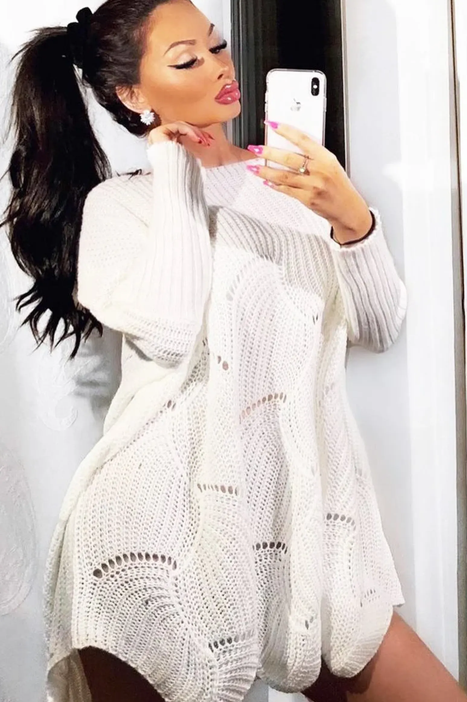 Rebellious Fashion Cream Scallop Hem Knit Jumper - Elyssa