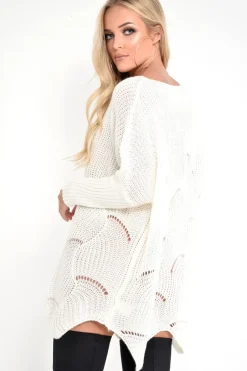 Rebellious Fashion Cream Scallop Hem Knit Jumper - Elyssa