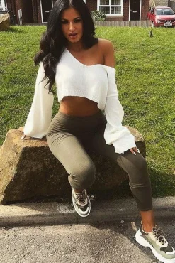 Rebellious Fashion Cream Scoop Neck Knitted Cropped Jumper - Livvy