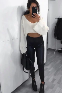Rebellious Fashion Cream Scoop Neck Knitted Cropped Jumper - Livvy