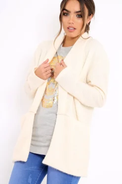 Rebellious Fashion Cream Shimmery Cardigan - Nicky
