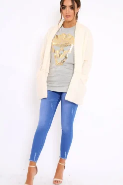 Rebellious Fashion Cream Shimmery Cardigan - Nicky