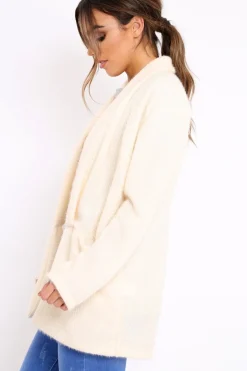 Rebellious Fashion Cream Shimmery Cardigan - Nicky