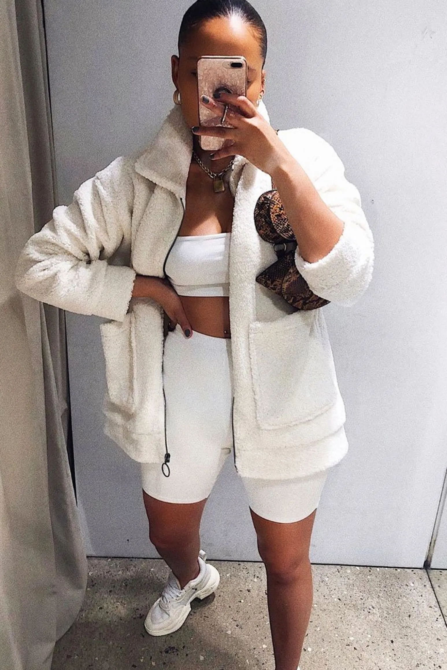 Rebellious Fashion Cream Teddy Zip Jacket - Rien