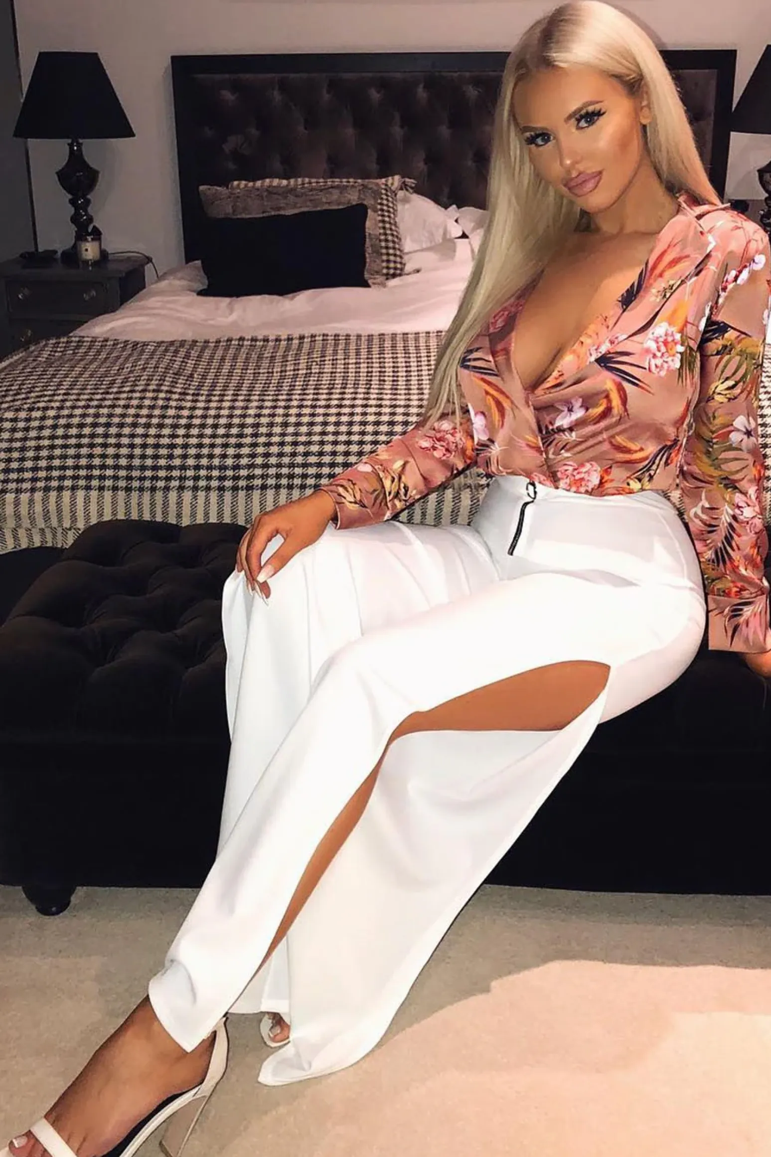 Rebellious Fashion Cream Zip Front High Waisted Flare Trousers - Gerta