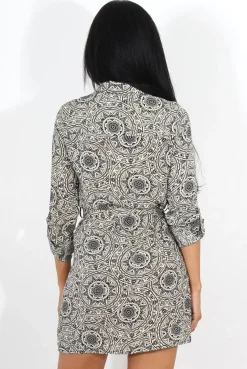 Rebellious Fashion Darcia Black Paisley Print Shirt Dress