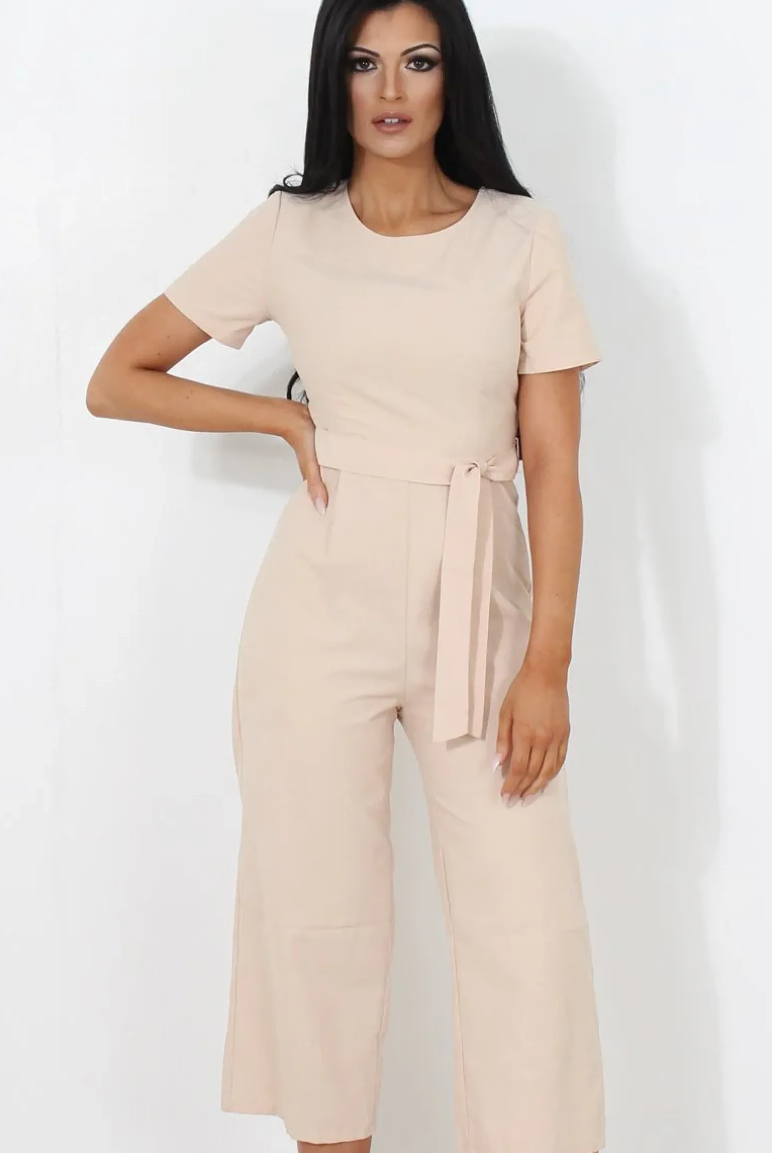 Rebellious Fashion Darcy Beige Culotte Jumpsuit