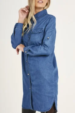 Rebellious Fashion Dark Blue Denim Shirt - Blaine