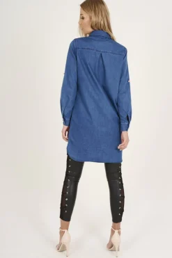 Rebellious Fashion Dark Blue Denim Shirt - Blaine