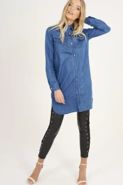 Rebellious Fashion Dark Blue Denim Shirt - Blaine