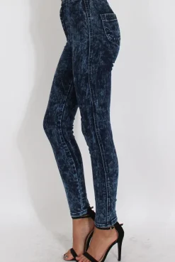 Rebellious Fashion Dark Blue Acid Wash High Waisted Jeans - Janice