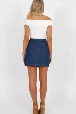 Rebellious Fashion Dark Blue Denim Button Up Skirt - Gem