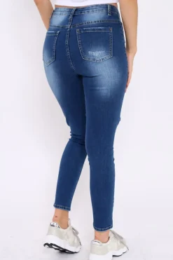 Rebellious Fashion Dark Blue Denim Extreme Rip Skinny Jeans - Saint