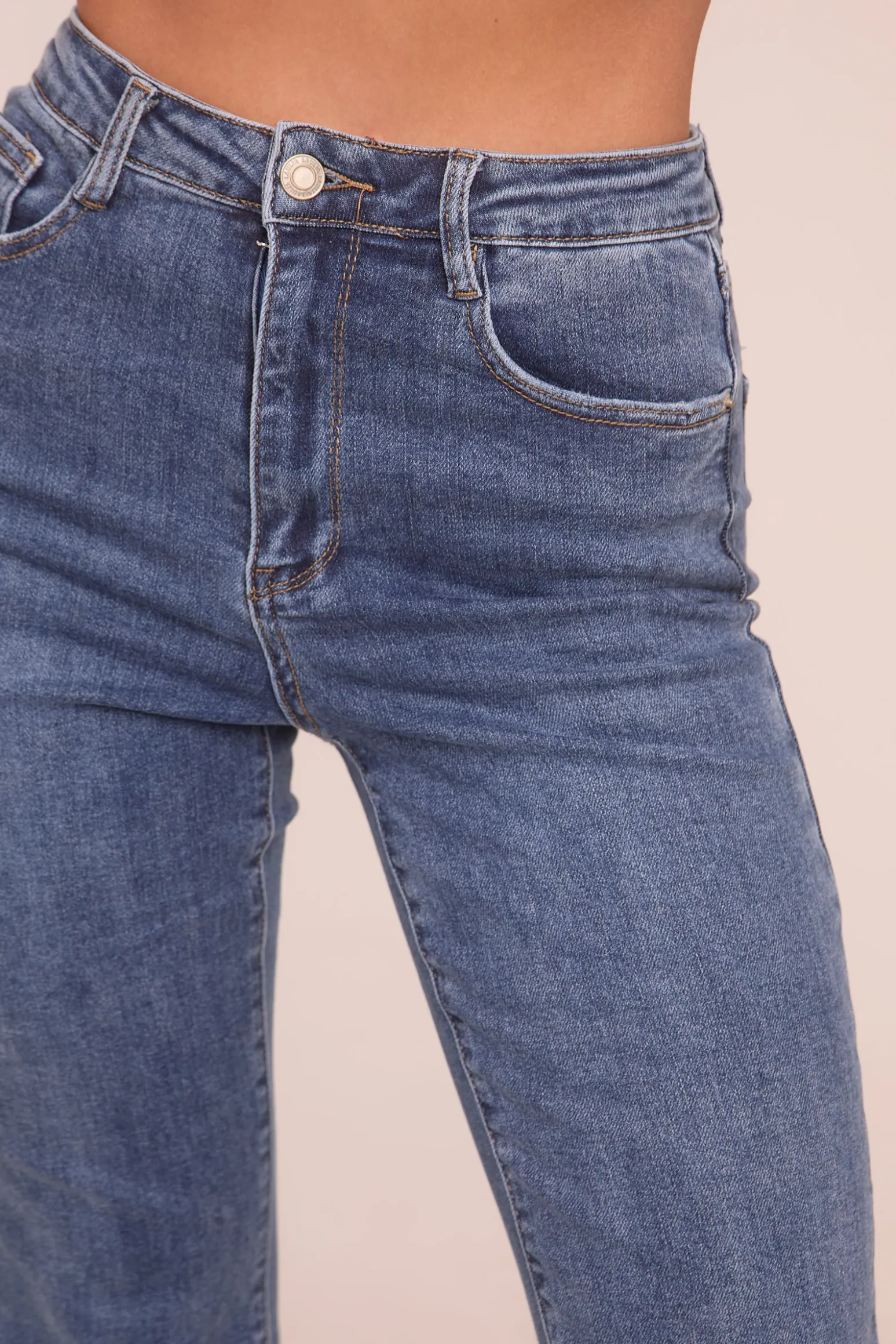 Rebellious Fashion Dark Blue High Waist Kick Flare Denim Jeans - Aspen
