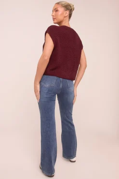 Rebellious Fashion Dark Blue High Waist Kick Flare Denim Jeans - Aspen