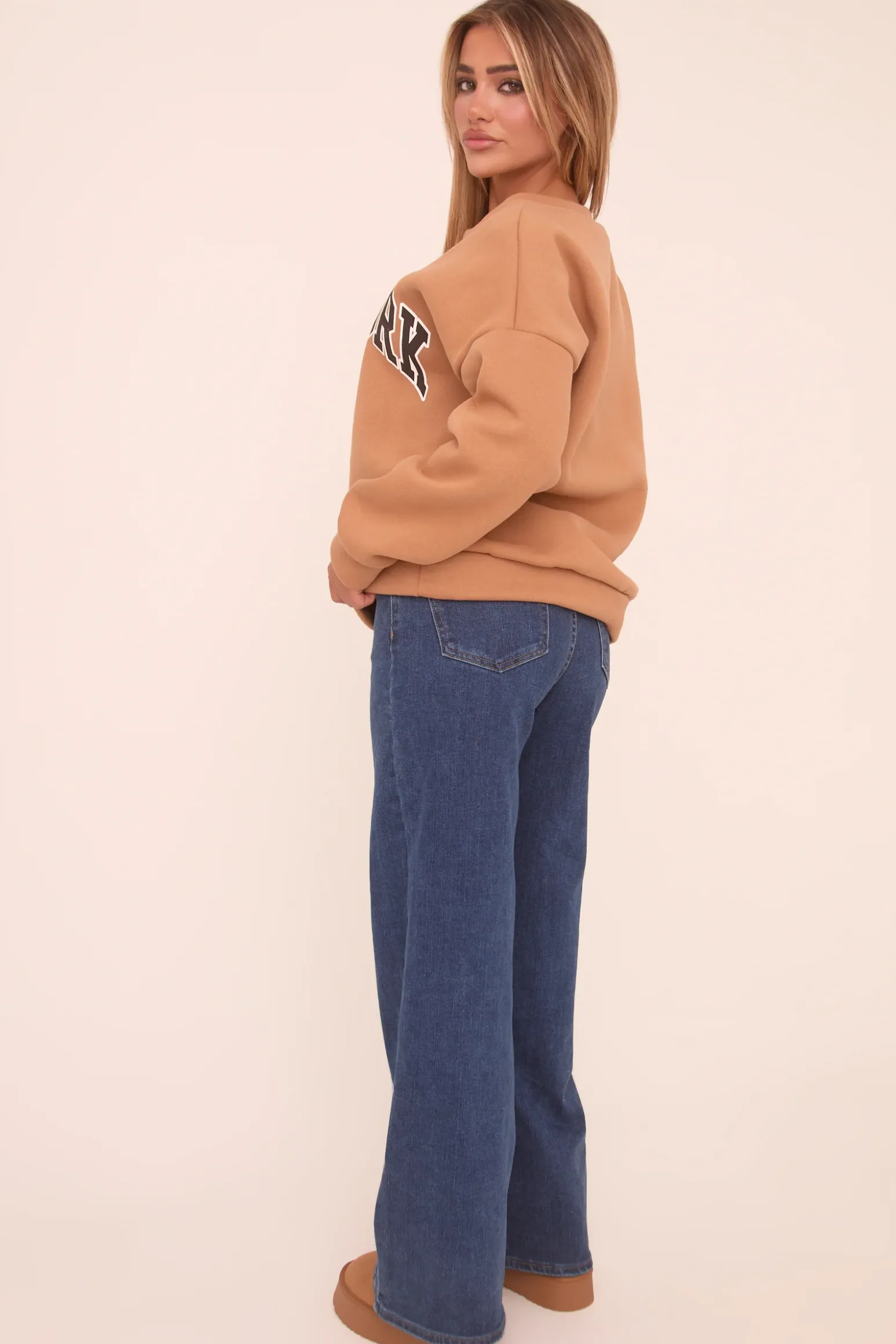 Rebellious Fashion Dark Blue Stretch Wide Leg Jeans - Paige