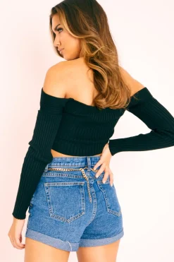 Rebellious Fashion Dark Blue Wash Denim Mom Fit Shorts - Moxie