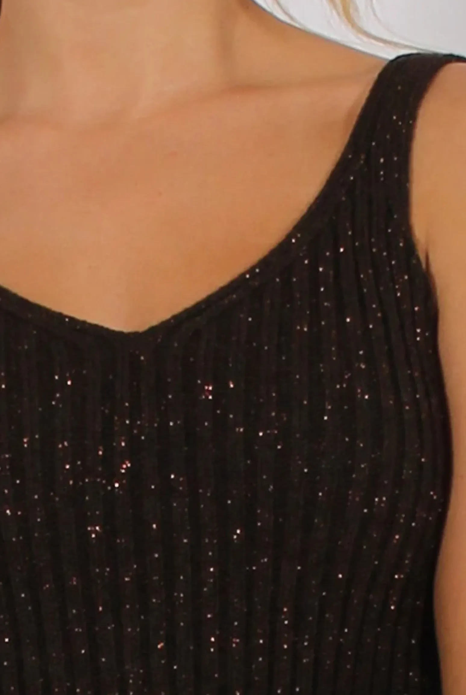 Rebellious Fashion Dark Brown Sparkle Knitted Crop Top - Nigella