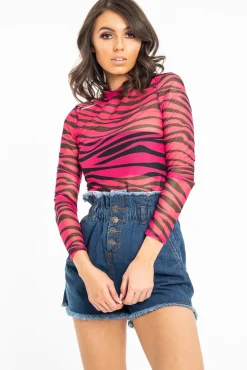 Rebellious Fashion Dark Denim High Waist Frilled Hem Paperbag Shorts - Raivyn