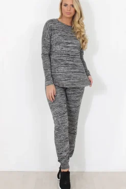 Rebellious Fashion Dark Grey Diamonte Loungewear - Linnea
