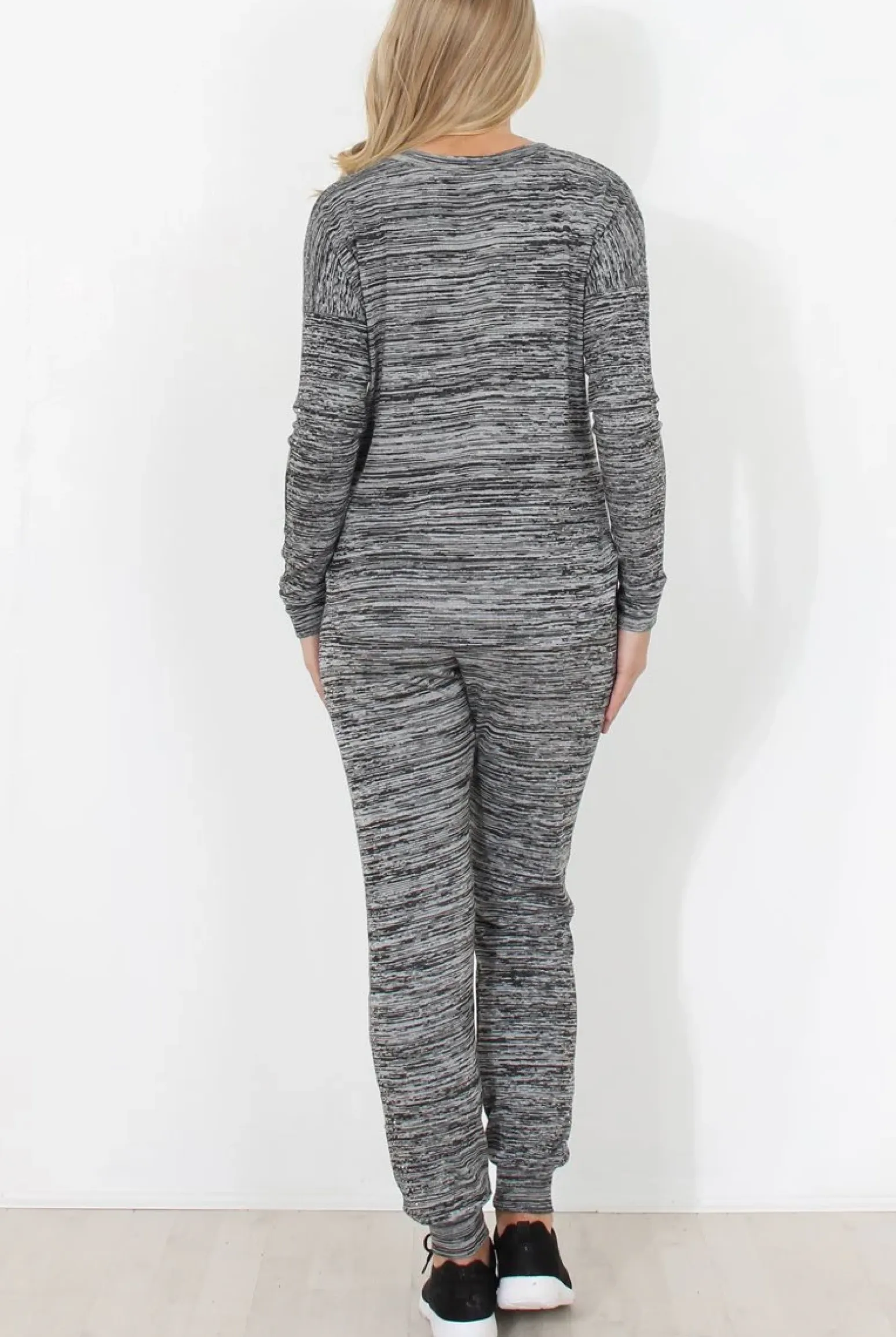 Rebellious Fashion Dark Grey Diamonte Loungewear - Linnea