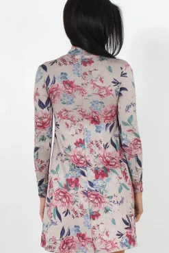 Rebellious Fashion Dark Grey Floral Print Skater Dress-Shyla