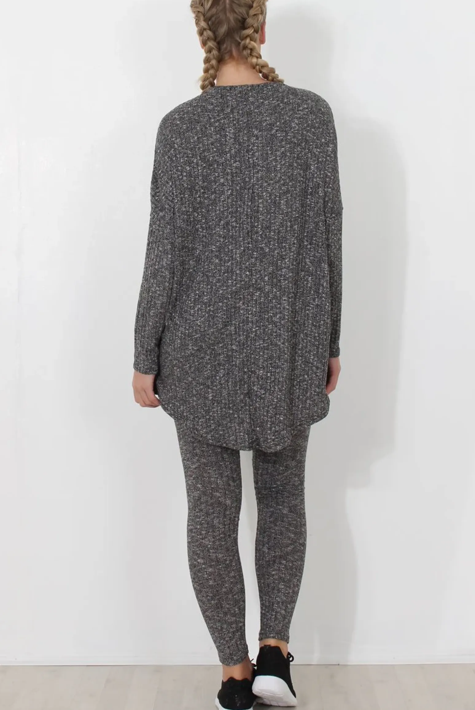 Rebellious Fashion Dark Grey V Neck Loungewear Set - Charlene