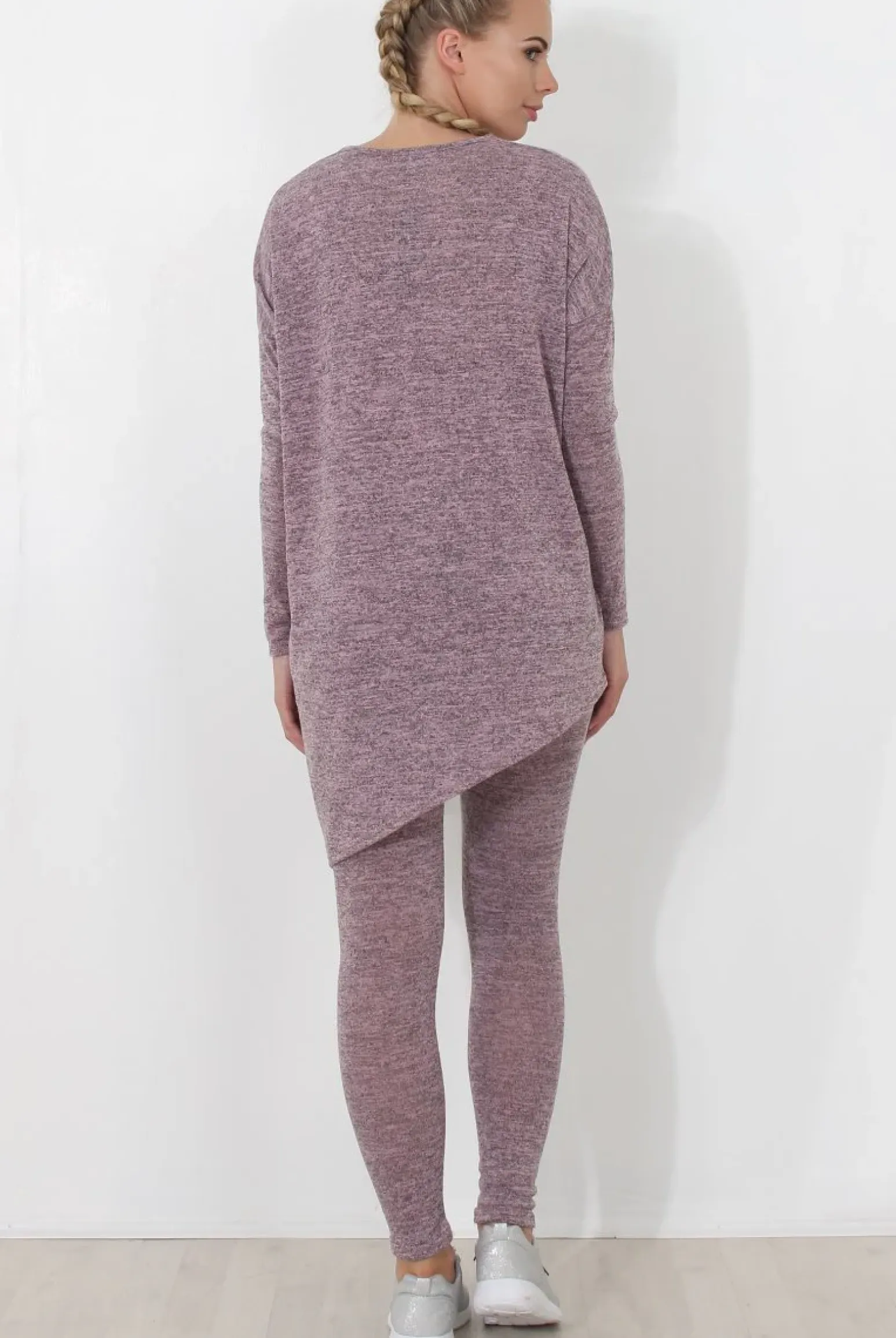 Rebellious Fashion Dark Pink V Neck Loungewear Set-Kimi