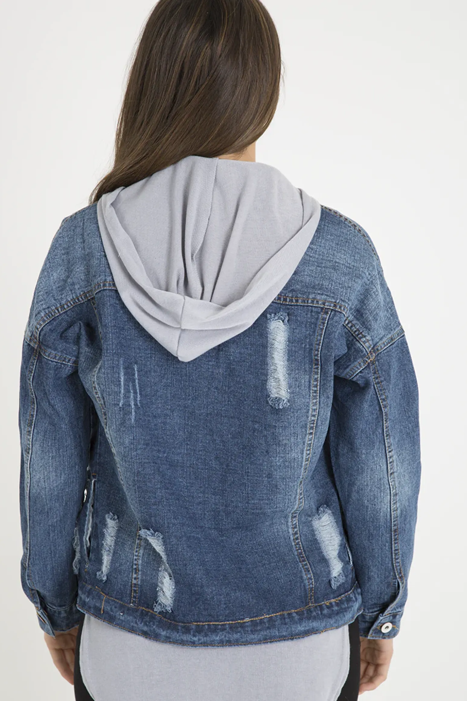 Rebellious Fashion Dark Wash Distressed Denim Jacket - Madison